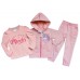 7513 Костюм з трьох предметів для дівчинки ( кофта, лонгслив, штани), колір - світло- рожевий